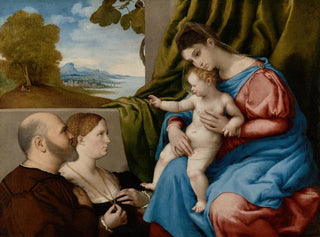 Jungfrau mit Kind und zwei Spendern - Lorenzo Lotto — Ansicht des Kunstwerks