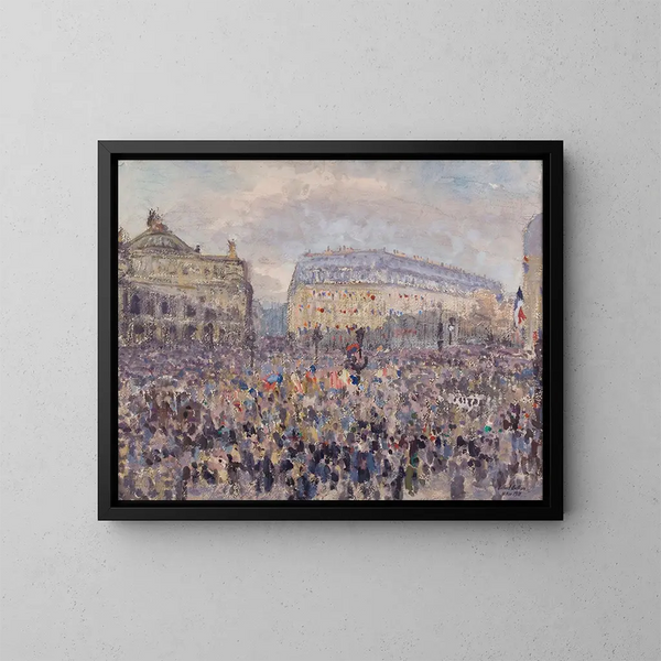 L'Opéra am 11. November 1918 - Louis-Gilbert Bellan — gerahmtes Bild an der Wand