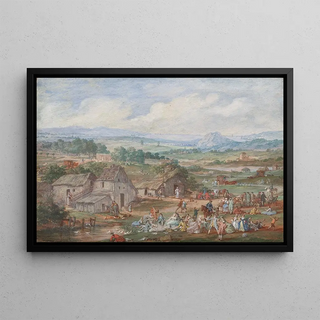 LouisNicolas van Blarenberghe - A Party Picnicking Near a Village.webp