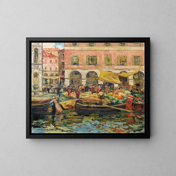 Der Gemüsemarkt in Venedig - Louis Abel-Truchet — gerahmtes Bild an der Wand