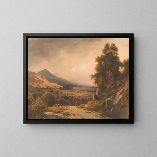 Italienisches Landschaftsgemälde mit dekorativen Figuren - Louis Auguste Lapito — gerahmtes Bild an der Wand