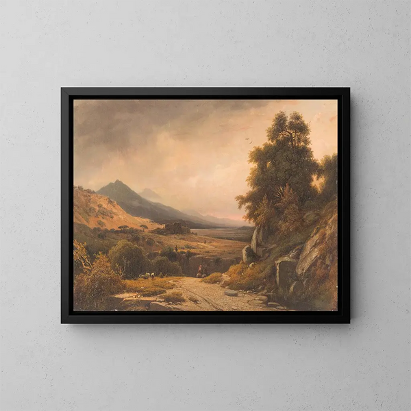 Italienisches Landschaftsgemälde mit dekorativen Figuren - Louis Auguste Lapito — gerahmtes Bild an der Wand
