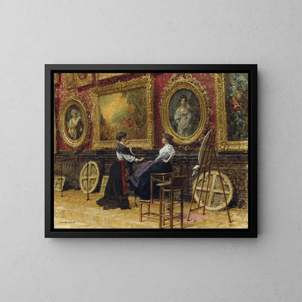 Die Kopisten im Louvre-Museum - Louis Broud — gerahmtes Bild an der Wand