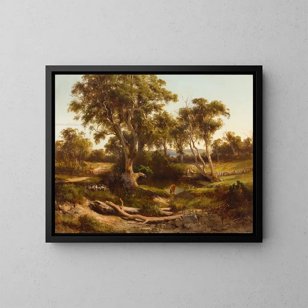 Schafwaschen im Westbezirk - Louis Buvelot — gerahmtes Bild an der Wand