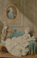 Madame Millin du Perreux und ihr Sohn mit einem gemalten Porträt von Monsieur Jérôme-Robert Millin du Perreux - Louis Carmontelle — Ansicht des Kunstwerks