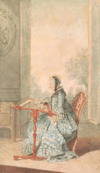 Louis Carrogis Carmontelle - Portrait of a Woman at an Embroidery Frame.webp