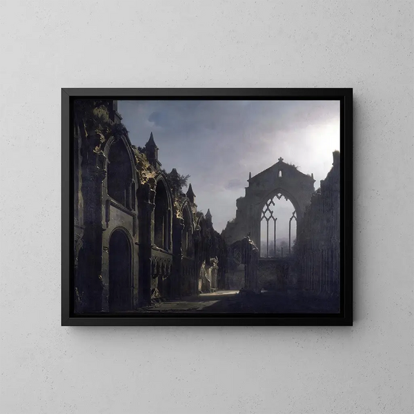 Die Ruinen der Holyrood-Kapelle - Louis Daguerre — gerahmtes Bild an der Wand