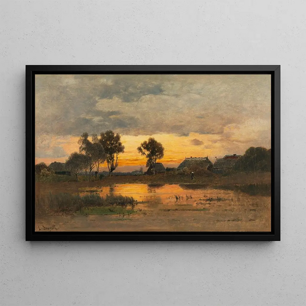Louis Douzette - Abenddmmerung am Weiher.webp
