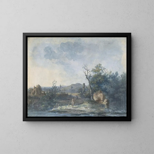 Figuren auf einer Landstraße - Louis Gabriel Moreau — gerahmtes Bild an der Wand