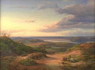 Louis Gurlitt - A Landscape near Himmelbjerget Jutland In the Foreground a Gypsy Family.webp