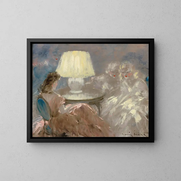 Unter der Lampe - Louis Icart — gerahmtes Bild an der Wand