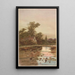 Pont sur un ruisseau avec un cottage et une église en arrière-plan - Louis Kinney Harlow — gerahmtes Bild an der Wand