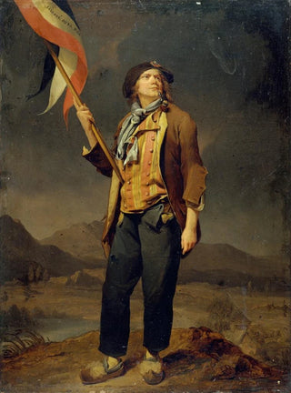 Louis Lopold Boilly - Portrait du chanteur Simon Chenard 17581832 en costume de sansculotte portant un drapeau la fte de la libert de la Savoie le 14 octobre 1792.webp