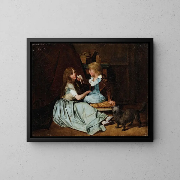 Die geliebte Taube - Louis Léopold Boilly — gerahmtes Bild an der Wand