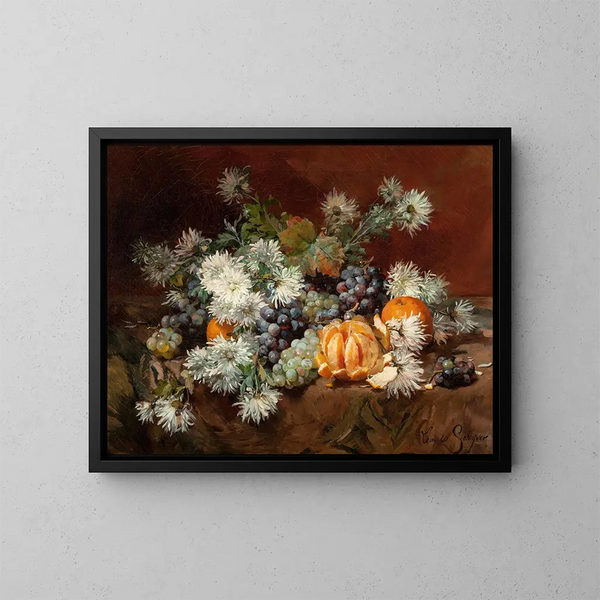 Stillleben mit Früchten und Blumen - Louis Marie de Schryver — gerahmtes Bild an der Wand