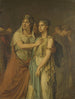 der Gemälde Die Schauspielerinnen Joanna Cornelia Ziesenis Wattier 1762-1827 und Geertruida Jacoba Grevelink Hilverdink 1786-1827 in Iphigénie 1674 von Jean Racine 1639-99 - Louis Moritz — Ansicht des Kunstwerks