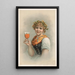 Portrait im Halbprofil einer Frau mit einer Hopfen- und Gerstenkrone, die ein Bierglas hält - Louis Prang — gerahmtes Bild an der Wand