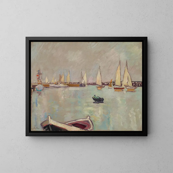 von Barques und Segelschiffen in Ouistreham - Louis Valtat — gerahmtes Bild an der Wand