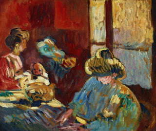 Louis Valtat - Maternit femme en bleu devant la fentre.webp