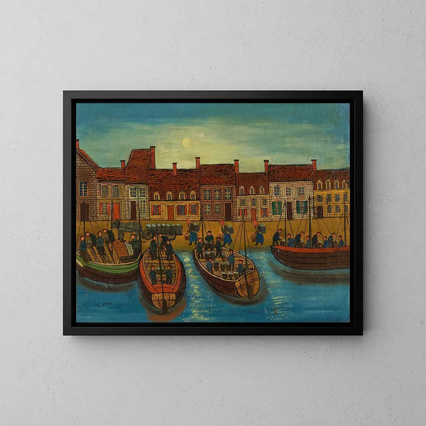 Port breton - Louis Vivin — gerahmtes Bild an der Wand