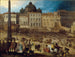 Ansicht des Petersplatzes in Rom bei der Wahl von Papst Clemens VIII. im Jahr 1592 - Louis de Caulery — Ansicht des Kunstwerks