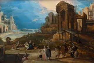 Louis de Caullery - Scne galante dans des ruines romaines avec le temple de Vesta.webp