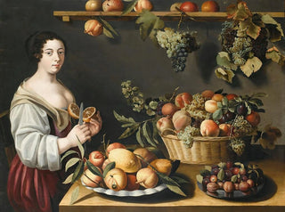 Louise Moillon - Still life with fruits and a young woman.webp