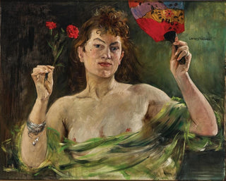 Lovis Corinth - Girl with fan and carnations.webp