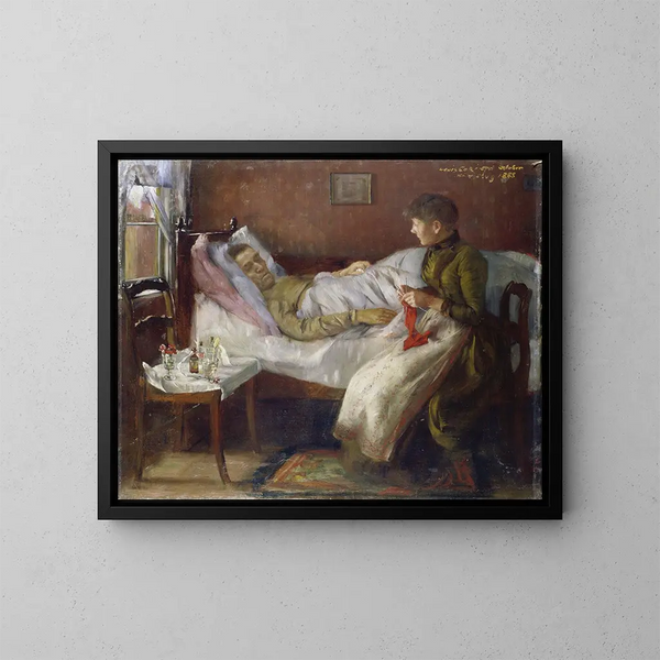 Der Vater des Künstlers auf seinem Krankenbett - Lovis Corinth — gerahmtes Bild an der Wand