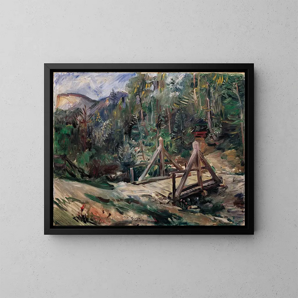 Landschaft Tiroler mit Brücke - Lovis Corinth — gerahmtes Bild an der Wand