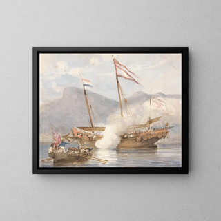 Action à Kowloon - Lt Joseph Sparkhall Rundle — gerahmtes Bild an der Wand