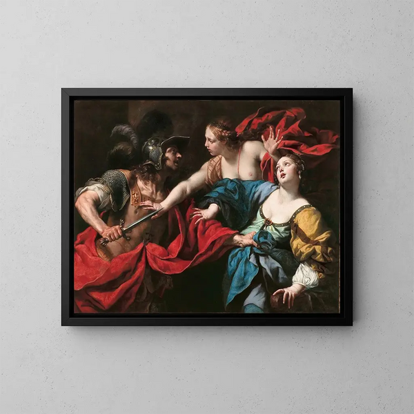 Venus hindert ihren Sohn Äneas daran, Helena von Troja zu töten - Luca Ferrari — gerahmtes Bild an der Wand