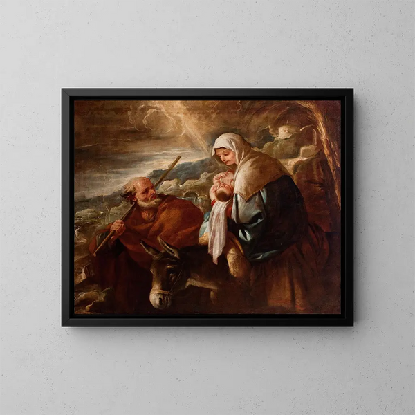 Flucht nach Ägypten - Luca Giordano — gerahmtes Bild an der Wand