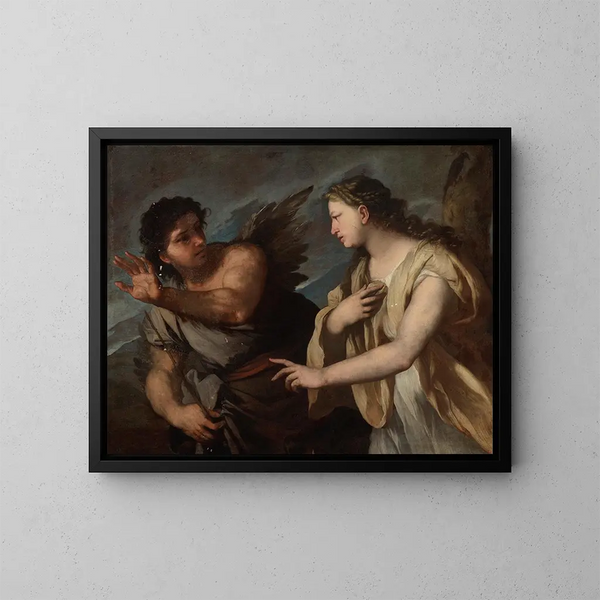 Picus und Circe - Luca Giordano — gerahmtes Bild an der Wand