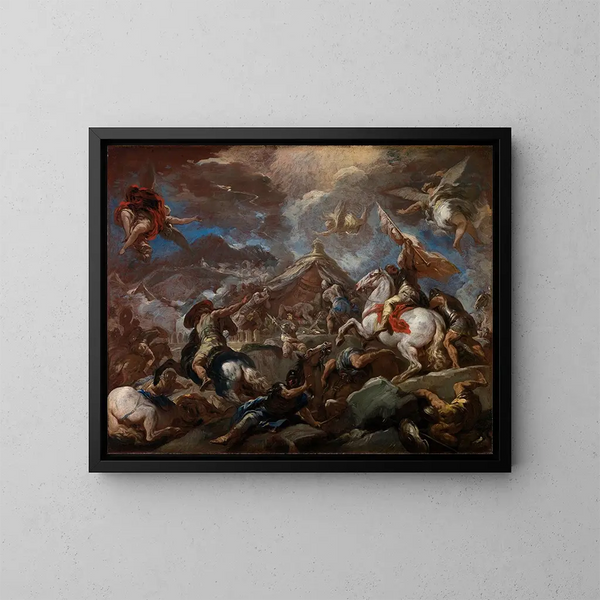 La découverte du corps d'Holoferne - Luca Giordano — gerahmtes Bild an der Wand