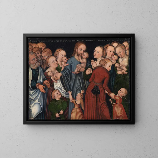 Der segnende Christus mit Kindern - Lucas Cranach der Ältere — gerahmtes Bild an der Wand