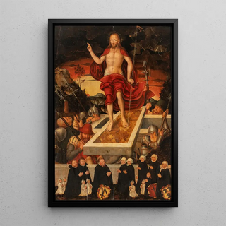 Lucas Cranach the Younger - An epitaph The Resurrected Christ with a donor family.webp