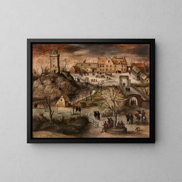 Platz im Winterlandschaft - Lucas Gassel — gerahmtes Bild an der Wand