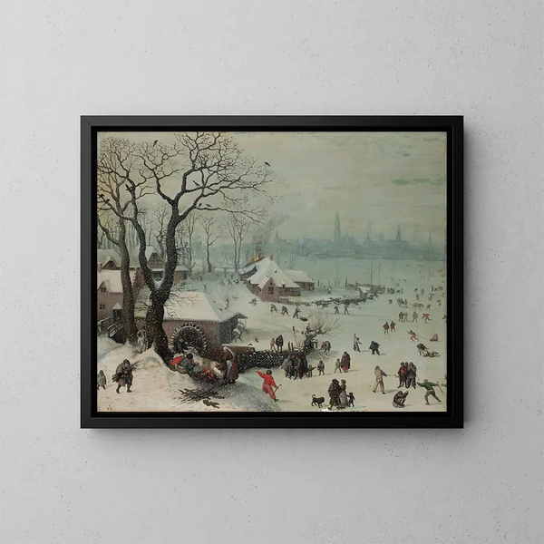 Winterlandschaft mit Schneefall bei Antwerpen - Lucas van Valckenborch — gerahmtes Bild an der Wand