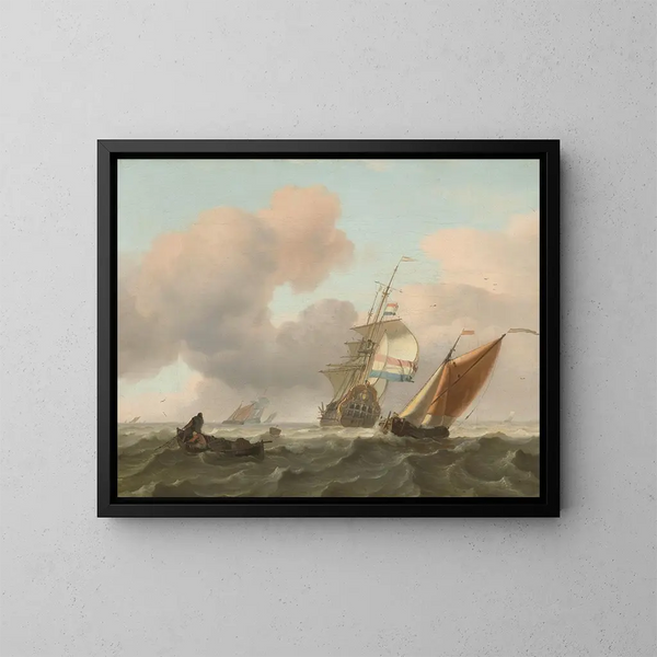 Meeresbrandung mit Schiffen - Ludolf Bakhuizen — gerahmtes Bild an der Wand