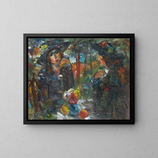 Zwei Frauen am Tisch - Ludvig Karsten — gerahmtes Bild an der Wand