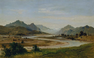 Ludwig Halauska - Das Inntal sdlich von Rosenheim Alpental mit Flussschlinge.webp
