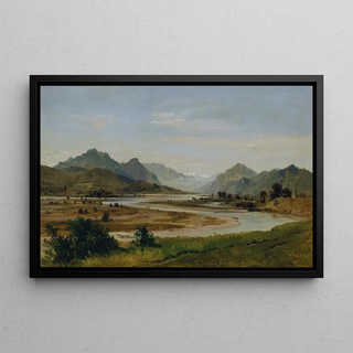 Ludwig Halauska - Das Inntal sdlich von Rosenheim Alpental mit Flussschlinge.webp