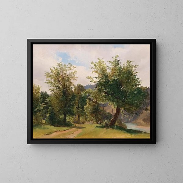 Landschaft mit Fluss - Ludwig Halauska — gerahmtes Bild an der Wand