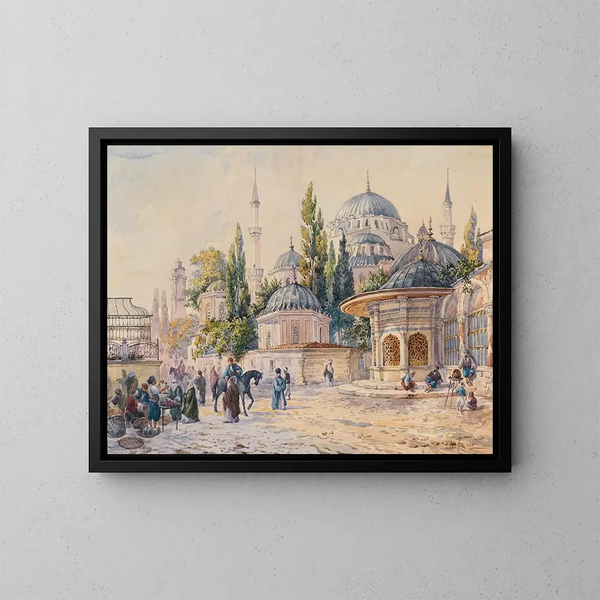 Die Moschee Sehzade in Laleli, Istanbul - Ludwig Hans Fischer — gerahmtes Bild an der Wand