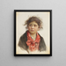 Portrait eines schüchternen Mädchens mit rotem Schal und zerzausten Locken - Ludwig Johann Passini — gerahmtes Bild an der Wand