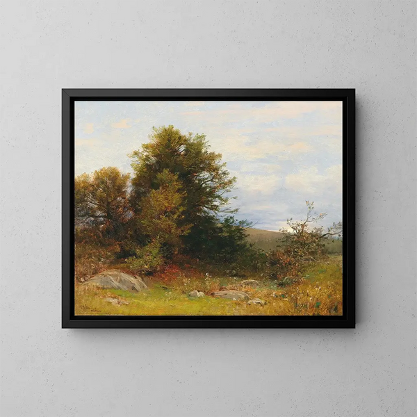Bord de prairie avec la lune montante - Ludwig Willroider — gerahmtes Bild an der Wand