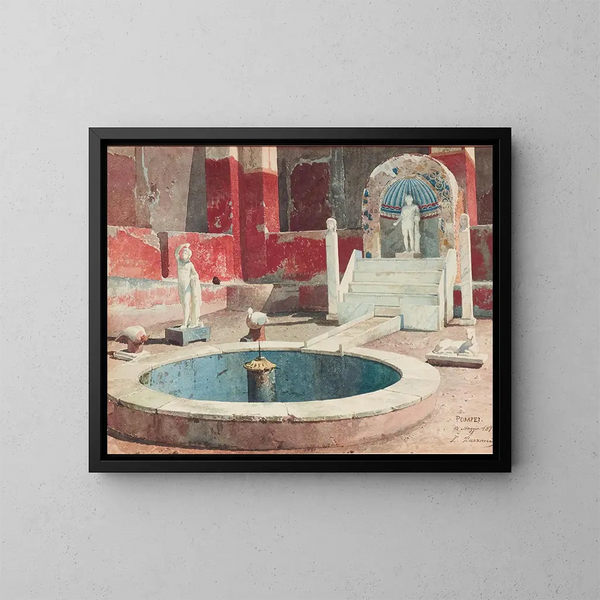 Ansicht in einem Haus mit Atrium in Pompeji - Luigi Bazzani — gerahmtes Bild an der Wand