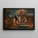 Sainte Familie mit Engeln in einer Landschaft - Luigi Garzi — gerahmtes Bild an der Wand