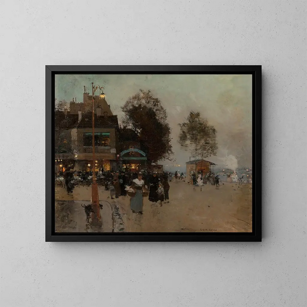 La Guinguette am Ufer der Seine - Luigi Loir — gerahmtes Bild an der Wand